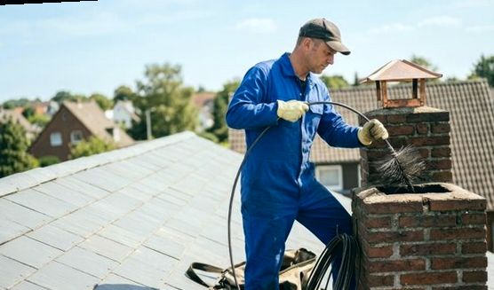 Brush line worked down the mouth of a capped flue